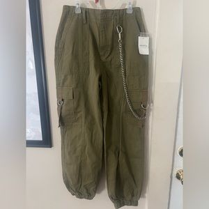 Olive Cargo Joggers with chain detail. NWT!!